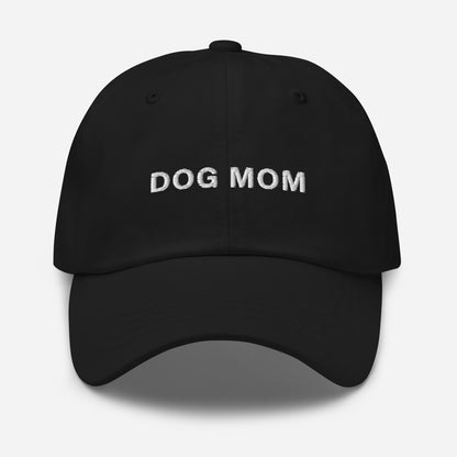 Dog Mom White Embroidered Baseball Hat