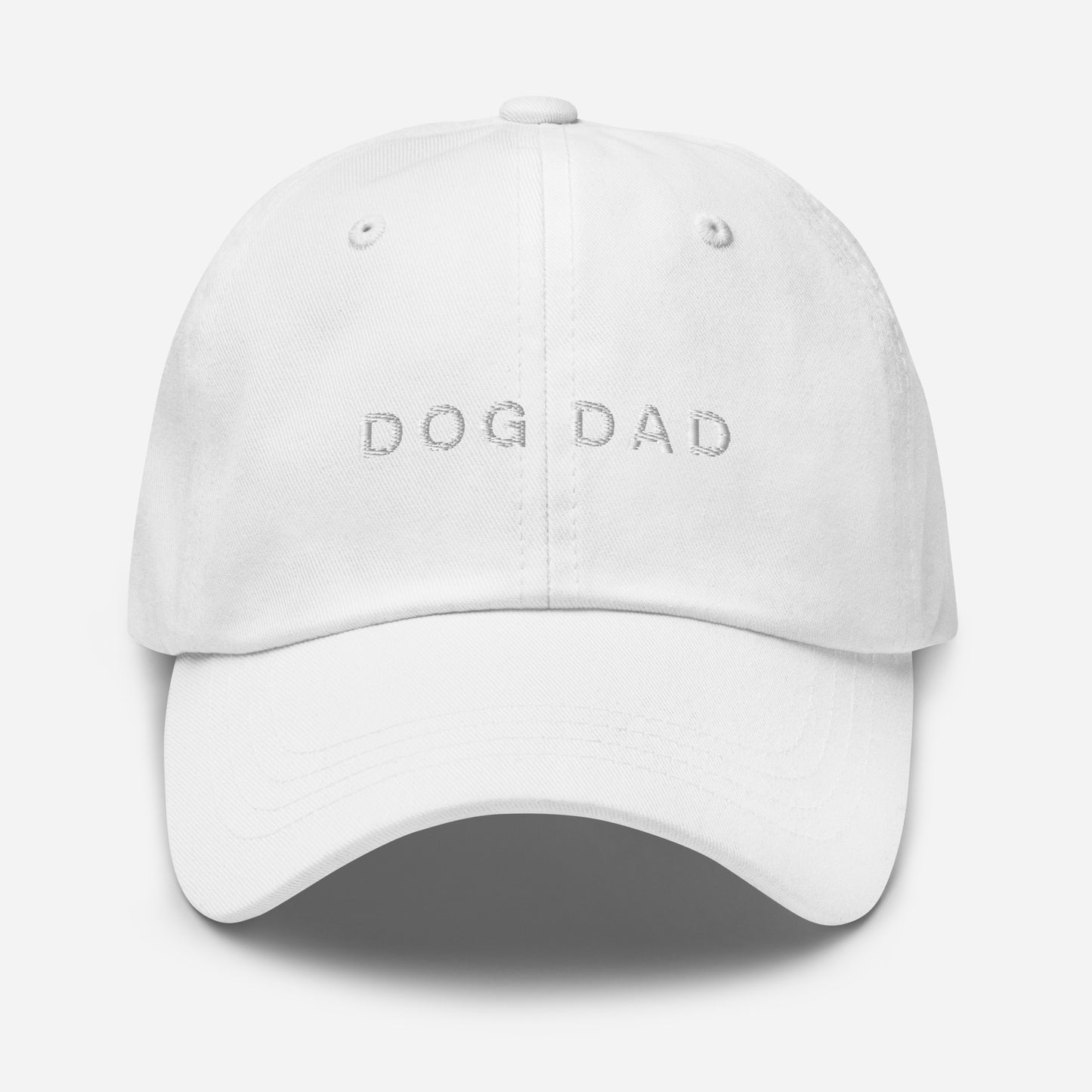 Dog Dad White Embroidered Baseball Hat