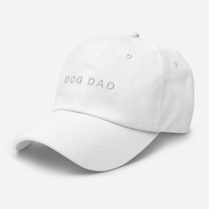 Dog Dad White Embroidered Baseball Hat