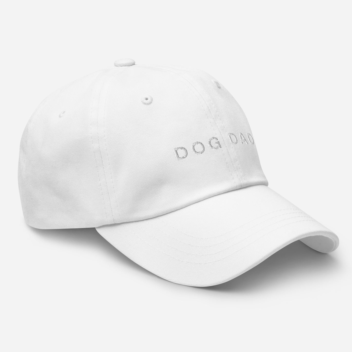 Dog Dad White Embroidered Baseball Hat