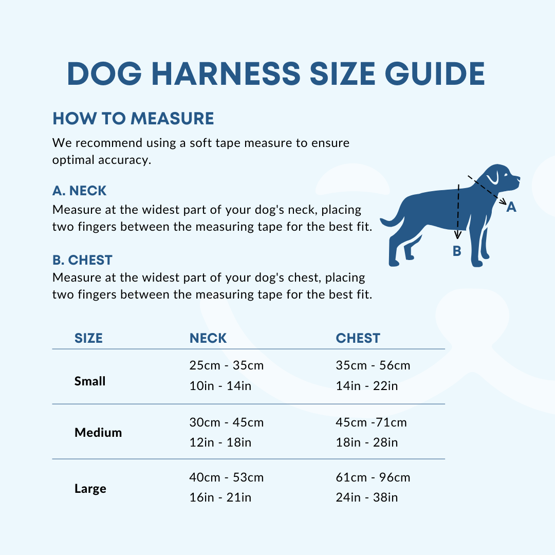 padded dog harness size guide