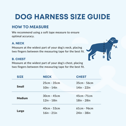 padded dog harness size guide