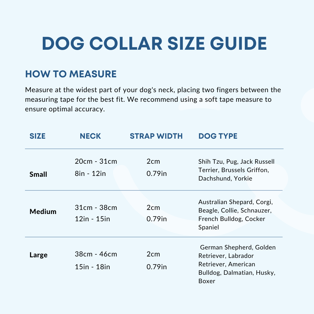 size chart for dog collar