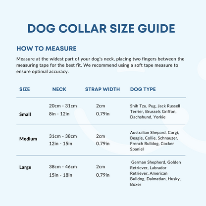 size chart for dog collar