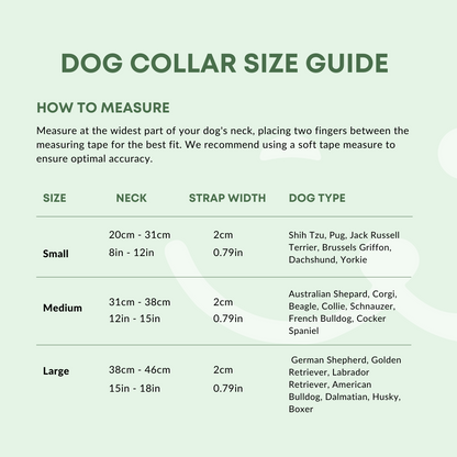 dog collar size chart